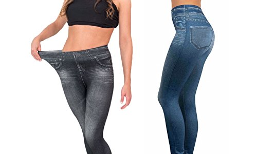 ShopINess Lot de 3 Slim Jeggings, Bleu, Noir, Gris avec Doublure Intérieure – Image 3