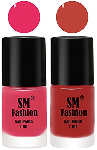 Image of Long Lasting Nail Polish | Nail Paint Combo 7 ml Each) - Set of 2 Dark Rose Pink-Dark Nude