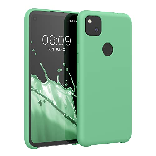kwmobile Cover per Google Pixel 4a Custodia - Back Case per Smartphone in Silicone TPU - Protezione Gommata - verde menta