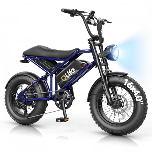 Qlife Spark D1/D2 Electric Bike for Kids & Teens, 1500W/1800W Peak Motor Electric Dirt Bike, 48V 13Ah/15.6Ah Battery Ebike, 16" Fat Tire Electric Motorcycle, Full Suspension Outdoor Mini E Bike image 3