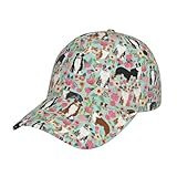 Unisex Adult Adjustable Baseball Caps, Australian Shepherd Dogs Flower Floral Pattern 3D Printed,Curve Brim Trucker Hats
