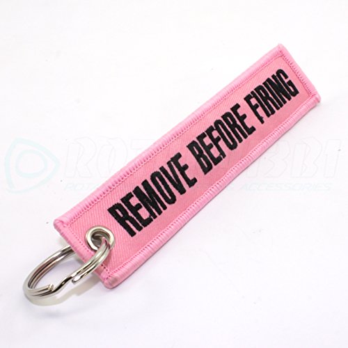 Rotary13B1 Remove Before Firing Keychain - Pink/Black