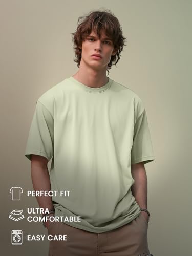 Image of NOBERO 100% Cotton T Shirts for Men Stylish | Regular Fit | Solid T Shirts for Men 180 GSM Combed Cotton | Round Neck Half Sleeve