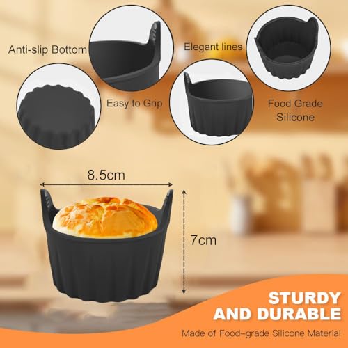 6 Pcs Air Fryer Egg Poacher, Ramekins for Air Fryer. Microwave Egg Poacher, Food Grade Air Fryer Egg Poacher, Ramekins Baking Cups for Souffle Dishes Muffin Cupcakes Custard and Pudding - Image 3