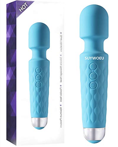 Handheld Wand Massager - 20 Vibration Patterns & 8 Speeds, Magic Waterproof Cordless - Perfect for Muscle Tension Back Neck Relief Soreness Recovery - Blue