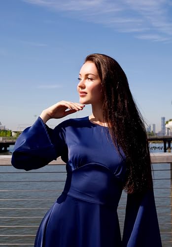 Modest Satin Maxi Dress for Women Long Sleeve Floor Length Evening Gown Hijab Friendly A-Line Empire Waist3