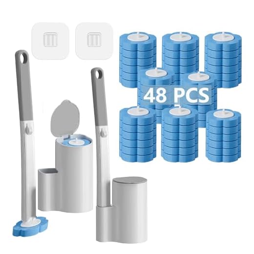 Ucaimao Einweg Toilettenbürste，2er Set verlängertem Griff und Halter-Set WC-Bürsten，Klobürste mit 48 Stück Reiniger Nachfüllungen für Badezimmerreinigung，Waschbecken，Badewanne - Blau(Ocean Fresh Duft)