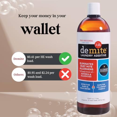 Image of DeMite Laundry Additive for Dust Mite Allergy Relief, Fragrance-Free, 1L