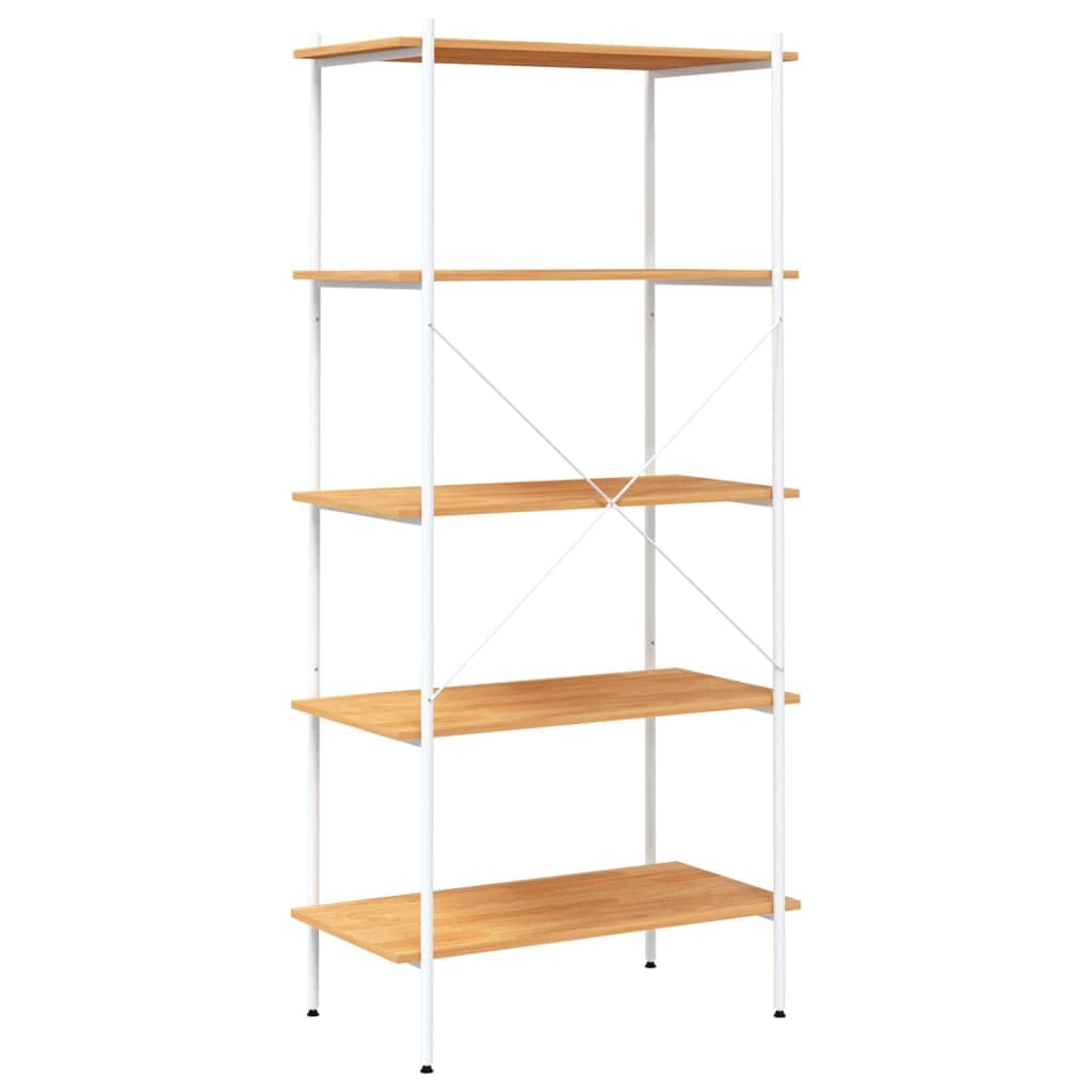 vidaXL Étagère à 5 Niveaux, Meuble de Rangement, Étagère à Livres, Organisateur de Salon Salle de Séjour Maison Intérieur, Blanc et Chêne