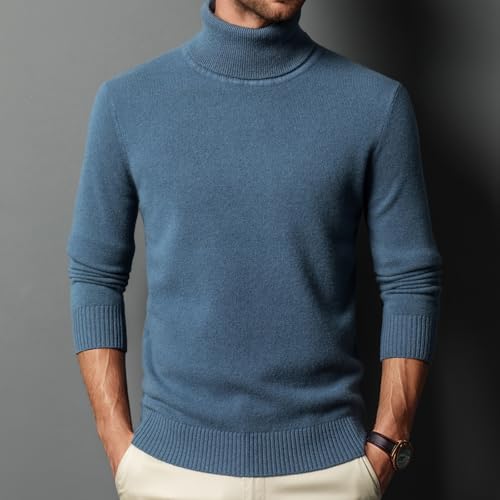 Turtleneck for men100% Wool Sweater Autumn/Winter Casual Solid Color Basic Knit Sweater2