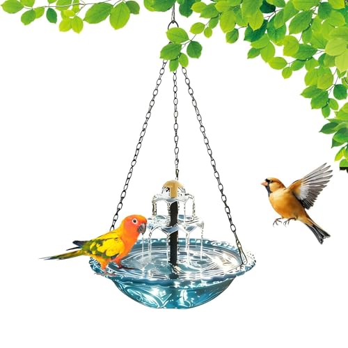 Hängende Vogeltränke – Solarbetriebenes Sprudler, Kaskadenspringbrunnen Wildvogeltränke Naturgarten Vogelbeobachtung Wasserstelle | Witterungsbeständiger Gartenbrunnen Springbrunnen für Gartenhof