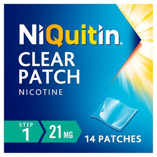 NiQuitin 21mg Nicotine Patches (Step 1-14 Clear Patches) - 24 Hour Craving Control - 1 Week Treatment Patches to Quit Or Reduce - Discreet Transparent Stop Smoking & Vaping Aids
