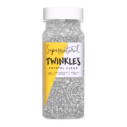 Supernatural Twinkles White Sanding Sugar Sprinkles, Crystal Clear, Non-GMO, Vegan, 3oz, Made in USA