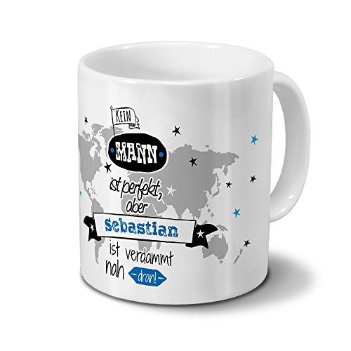 printplanet Tasse mit Namen Sebastian - Motiv Nicht Perfekt, Aber... - Namenstasse, Kaffeebecher, Mug, Becher, Kaffeetasse - Farbe Weiß printplanet Tasse mit Namen Sebastian - Motiv Nicht Perfekt, Aber... - Namenstasse, Kaffeebecher, Mug, Becher, Kaffeetasse - Farbe Weiß