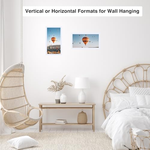Image of JCJMY 4x8 Picture Frame White for Wall Hanging or Tabletop, Wall Mounting Horizontally or Vertically, 4 x 8 Wall Gallery Poster Photo Frame with Shatter Resistant Plexiglass, White