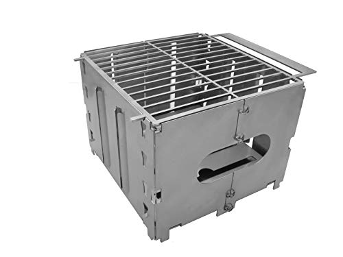 лит Outdoor Grill Hobo Kocher Edelstahl Faltgrill Camping Klappgrill Holzkohlegrill Ofen BBQ. Auch für Esbit Tabletten und Trangia Spiritusbrenner
