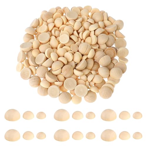 MYLERCT Demi Sphere en Bois 450 Pièces, Hémisphère Boules 10/12/15 mm pour Projets Bricolage,...