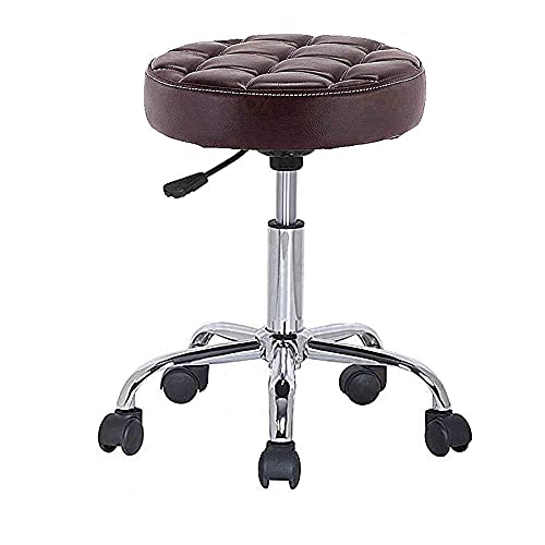 Amazon Brand - Umi Round Faux Leather Height Adjustable Swivel Cushioned SPA Revolving Stool with Wheels & Without Backrest for Doctor, Clinic, Salon, Spa, Bar, Medical, Hospital in Chocolate Color-image-45