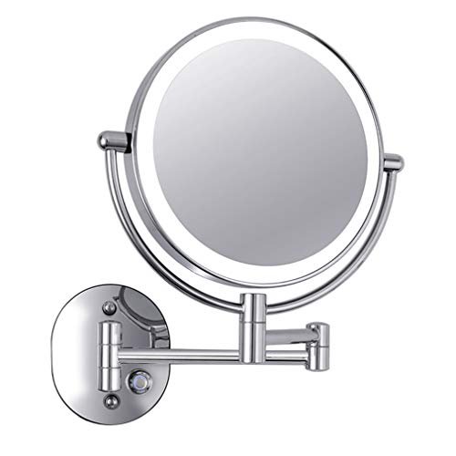 Miroir cosmétique extensible pivotant à 360 degrés en finition nickel durable