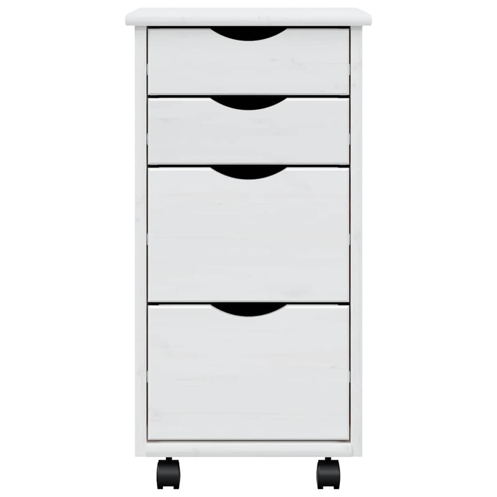 Caisson Bureau Mobile, Meuble Rangement Bureau sur Roulettes Armoire roulante avec tiroirs MOSS blanc bois de pin solide