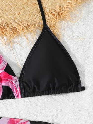 Image of SEGT Girl's 3 Piece Striped Bikini Swimwear Cute Swimsuits Bathing Suit High Waisted with Cover Up Beach Skirt