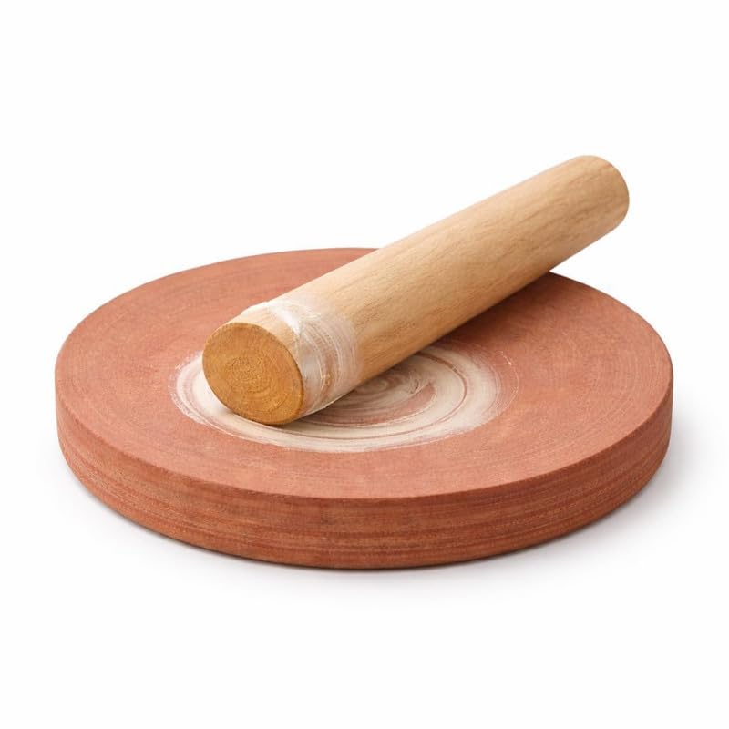 Chandan Pata/Sandalwood Rubbing Stone with Chandan Stick Grinding for Pooja/Tilak/Havan (6 Inch) (Brown)