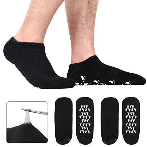 2 Pairs Men Women Moisturizing Socks, Soft Moisturizing Gel Socks - Best for Cracked Heel,Rough Calluses,Soften Dry feet/for Women & Men (Black) - US Men 5-9.5 Women 8.5-10 Black