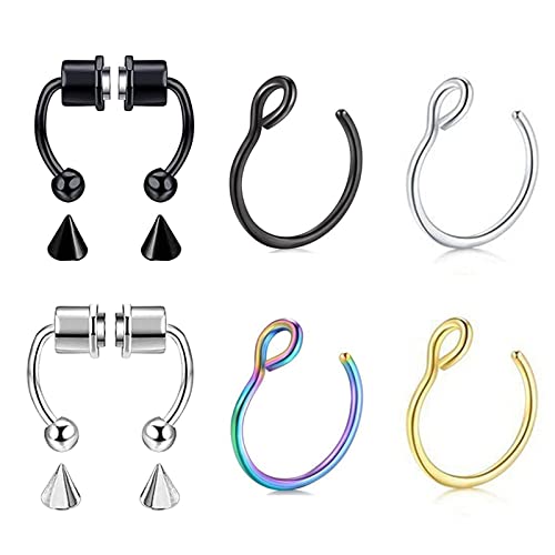 CARSINEL Non Piercing Magnetic Septum Nose Ring for Women Stainless Steel Hoop Reusable Fake Nose Jewelry
