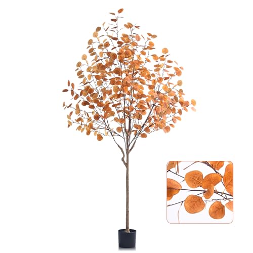 Artificial Eucalyptus Tree for Fall Decor Fall Tree with Realistic Eucalyptus Leaves Faux Eucalyptus Tree for Room Design Realistic Fall Plant for Fall Indoor & Outdoor Decor - 6FT