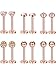 Produktbild 6 Paar Edelstahl Nasenstecker Tragus Bars Labret Bars Kristallkugel Piercing Schmuck, 6 Designs, 16 Gauge (Rosa Gold)