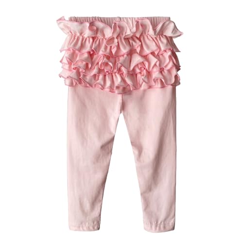 Image of HOOLCHEAN Baby Toddler and Little Girls Ruffles Buttocks Leggings Solid Color Pants