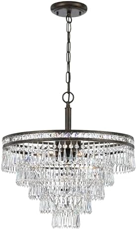 Mercer 7 Light Hand Cut Crystal English Bronze Chandelier