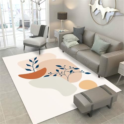 Tapis rectangulaire antidérapant blanc 120x160 cm lavable salon et bureau - 2