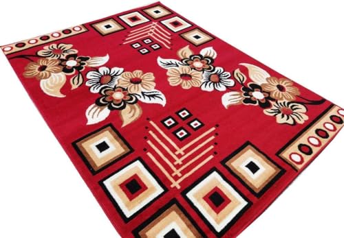 Image of Home Decore Acrylic Carpet for Your Living Room & Drawing Room Aywhere in Your Home Size - 5 X 7 Ft (RED-D)