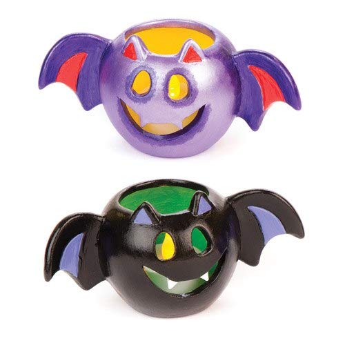Baker Ross AV3692 AV3692-Pack of 3, Bat Ceramic Tealight Holders Perfect for Children's Arts, Crafts and Decorating for Boys and Girls, 15 x 8 x 7.3 cm