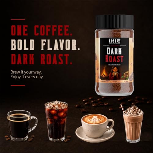 Image of IKIE Dark Roast Instant Coffee Powder 100g (Pack of 2) | 100% Arabica Freeze-Dried | No Chicory | Intense Bold Flavour | Strong Black Coffee