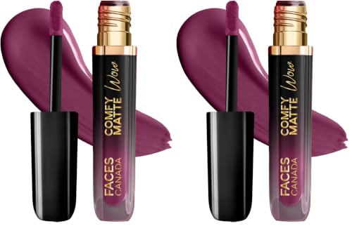 Image of FACES CANADA Comfy Matte Wow Liquid Lipstick - Orchid Opulence 10 (Plum) 3.8ml | One Swipe Application | Highly Pigmented | Comfortable Wear | Glides Smoothly | Long Lasting | Transferproof, Smudgeproof & Waterproof