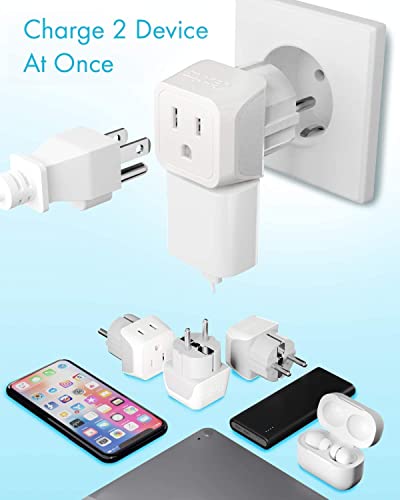 Image of Ceptics Belgium, Finland, Spain Travel Adapter Plug - Type E /F - European - 2 in 1 - Light Weight - Perfect for Cell Phones, Chargers, Cameras and More (3 Pack)