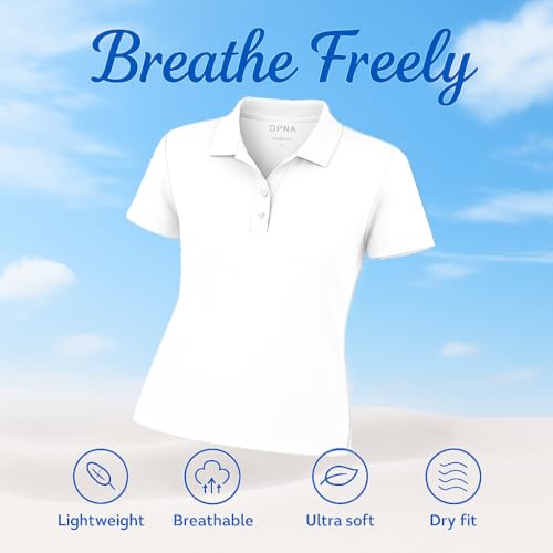 Image of Opna Women's Dry-Fit Golf Polo Shirts 3-Button Golf Polo's in 20 Colors XS-3XL Shirt