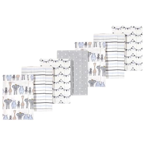 Luvable Friends Hudson Baby Flannel Burp Cloths 7pk, Royal Safari Wildlife