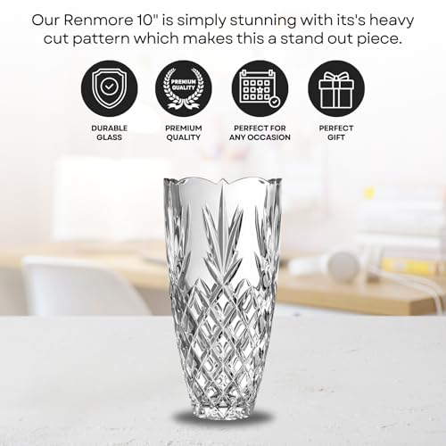 Galway Crystal Renmore Vase, 10in Lead-Free Crystal, Heavy Cut Design by GALWAY - Used condition - Image 3