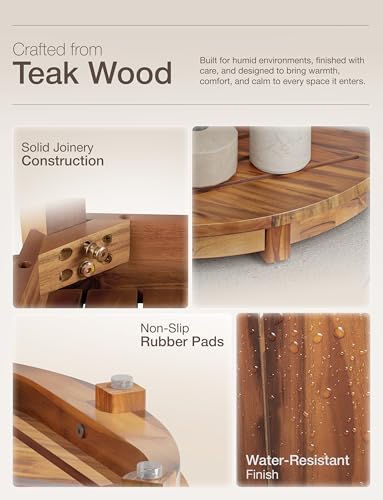 Tabouret de salle de bain compact en teck pour petit espace