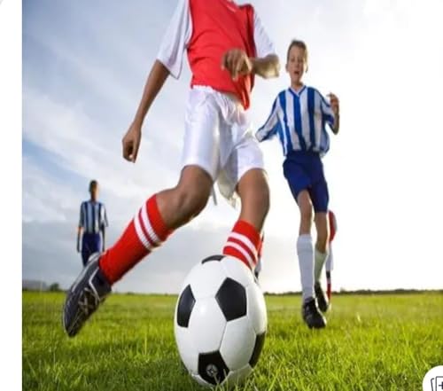Image of Premium Training Football Size 5 Butyl Bladder Water Resistant, High Bounce Durable PU Leather Match Ball for Kids & Adults Ideal for Turf Ground & Outdoor Sports Practice (Black & White)