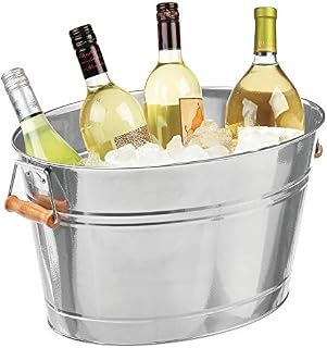 mDesign Metal Beverage Tub & Soda Pop, Beer, Wine, Ice Holder - Portable