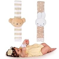 Kids Preferred Miffy Baby Wrist Rattle Set - Rattle Plush Heads, Easy On and Off Strap, Hook & Loop Closure, Embroidered Details, Ages 0 to 12 Months
