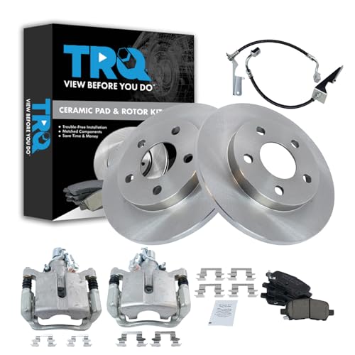 Image of TRQ Rear Brake Pad and Rotor Set Ceramic Rotors Calipers Compatible with 2005-2009 Buick LaCrosse 2005-2008 Pontiac Grand Prix