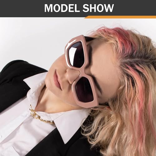 Oversized Square Thick Sunglasses Men Women Hip Hop Wide Temple Rectangular Pattern 80 90s Style Glasses4
