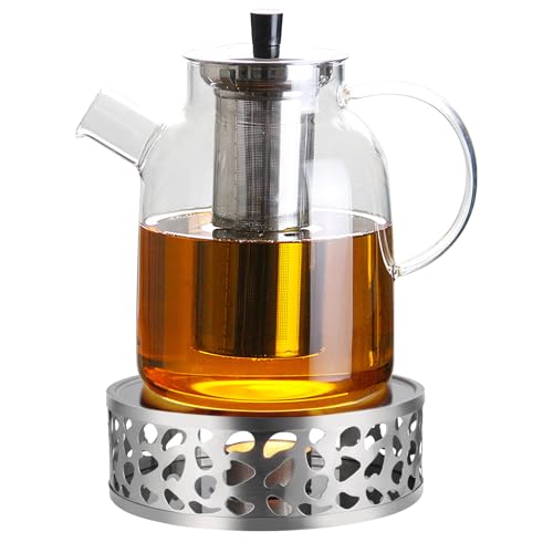 1800ml tetera de cristal con estufa, tetera de cristal con infusor, tetera con infusor, calentador de tetera con estufa para té a granel y bolsas de té