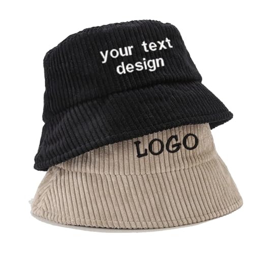 vividvibecap Corduroy Bucket Hat Custom Personalized Bucket Hat Embroidery Soft Warm Winter Bucket Hat for Unisex Outdoor Fisherman Fun Vacation Getaway