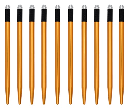 XIAOYU 10 Pieces Microblading Pens Kit Light Manual Fog Tattoo Eyebrow Pens for Makeup Handmade Eyebrow Tool Supplies(Gold) - Image 2